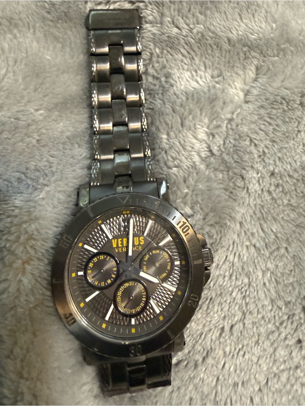 Versus Versace Black and Yellow Stainless Steel Chronograph Watch